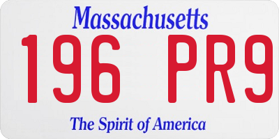 MA license plate 196PR9