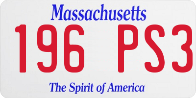 MA license plate 196PS3