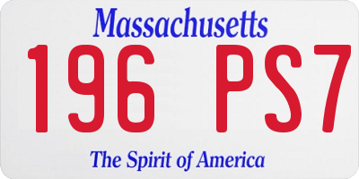 MA license plate 196PS7