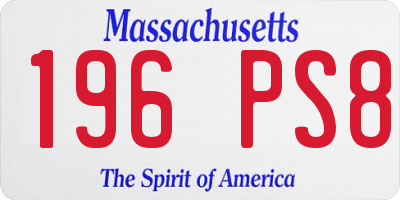 MA license plate 196PS8