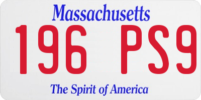 MA license plate 196PS9