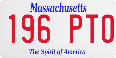 MA license plate 196PT0