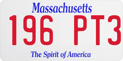 MA license plate 196PT3
