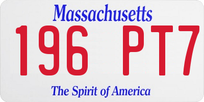 MA license plate 196PT7