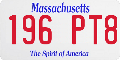 MA license plate 196PT8