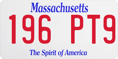 MA license plate 196PT9
