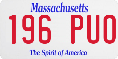 MA license plate 196PU0