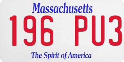 MA license plate 196PU3