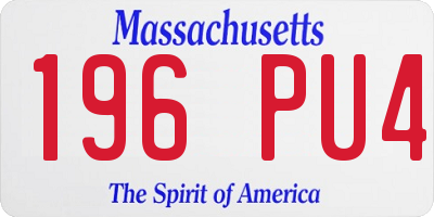 MA license plate 196PU4