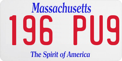 MA license plate 196PU9