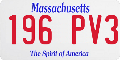 MA license plate 196PV3
