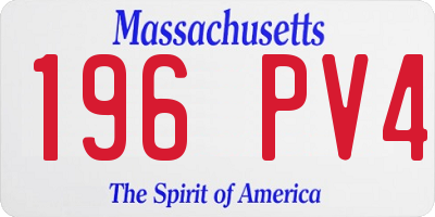 MA license plate 196PV4