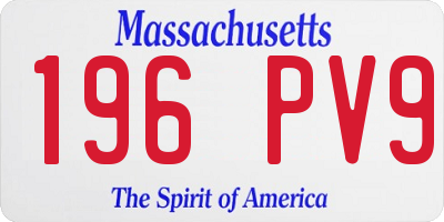 MA license plate 196PV9