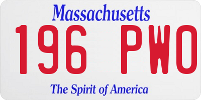 MA license plate 196PW0