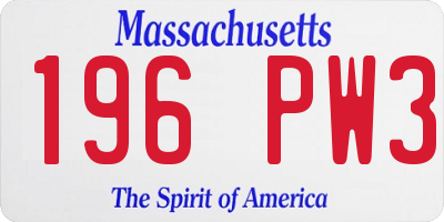 MA license plate 196PW3