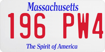 MA license plate 196PW4