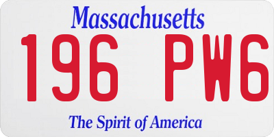 MA license plate 196PW6
