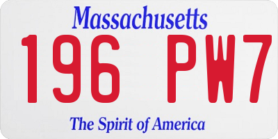 MA license plate 196PW7
