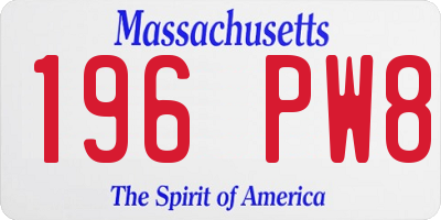 MA license plate 196PW8
