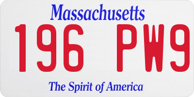 MA license plate 196PW9