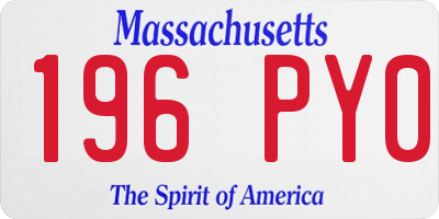 MA license plate 196PY0
