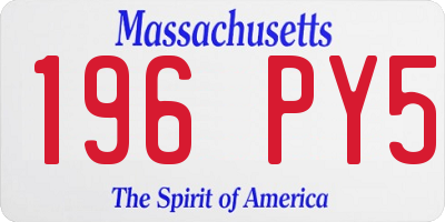 MA license plate 196PY5