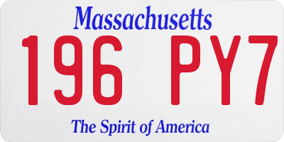 MA license plate 196PY7