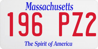 MA license plate 196PZ2