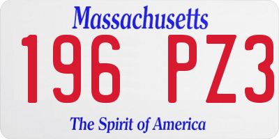 MA license plate 196PZ3
