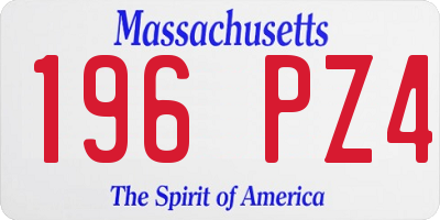 MA license plate 196PZ4