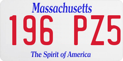 MA license plate 196PZ5