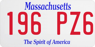 MA license plate 196PZ6