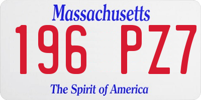 MA license plate 196PZ7
