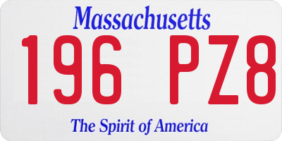 MA license plate 196PZ8