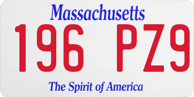 MA license plate 196PZ9