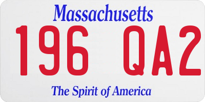 MA license plate 196QA2