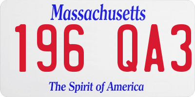 MA license plate 196QA3