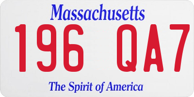 MA license plate 196QA7