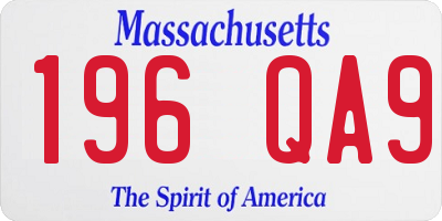 MA license plate 196QA9