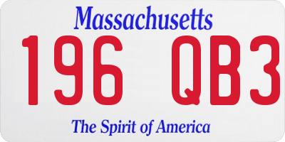 MA license plate 196QB3