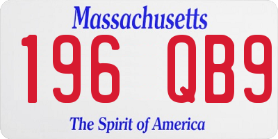 MA license plate 196QB9