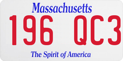 MA license plate 196QC3