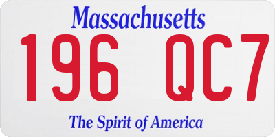 MA license plate 196QC7