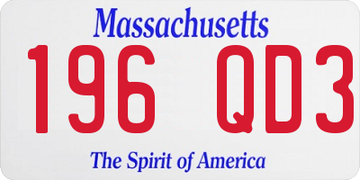 MA license plate 196QD3