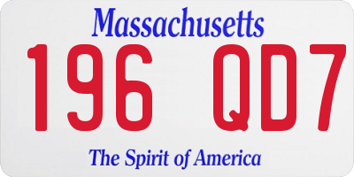 MA license plate 196QD7