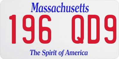 MA license plate 196QD9