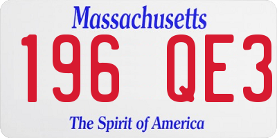 MA license plate 196QE3