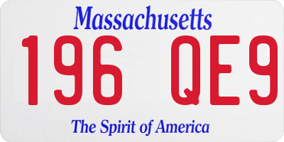 MA license plate 196QE9
