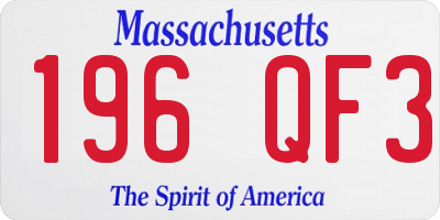 MA license plate 196QF3