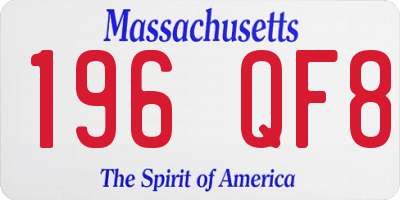 MA license plate 196QF8